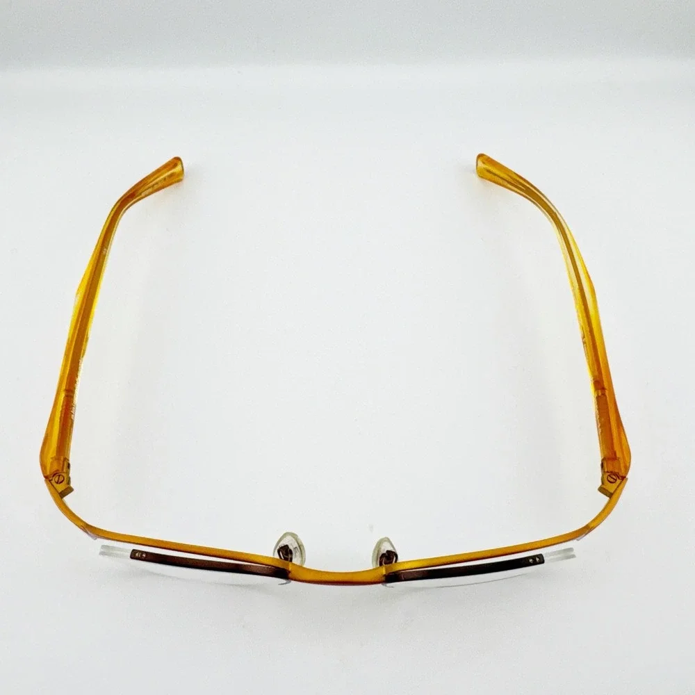 NEW Alain Mikli Titane Oval Eyeglasses Women Amber Brown 41mm France‎